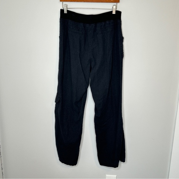 Soft Surroundings Pull On Size Medium Black Linen Rayon Blend Straight Leg Pants - Picture 9 of 10